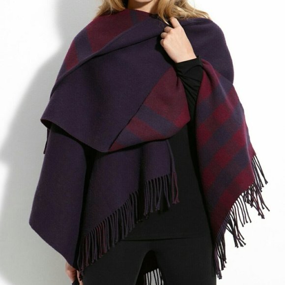 Burberry Sweaters - Burberry Plaid Blanket Coat Style Cape + Scarf